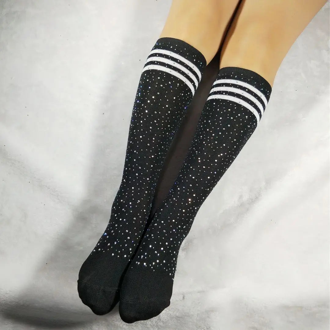 Stripe Rhinestone Socks