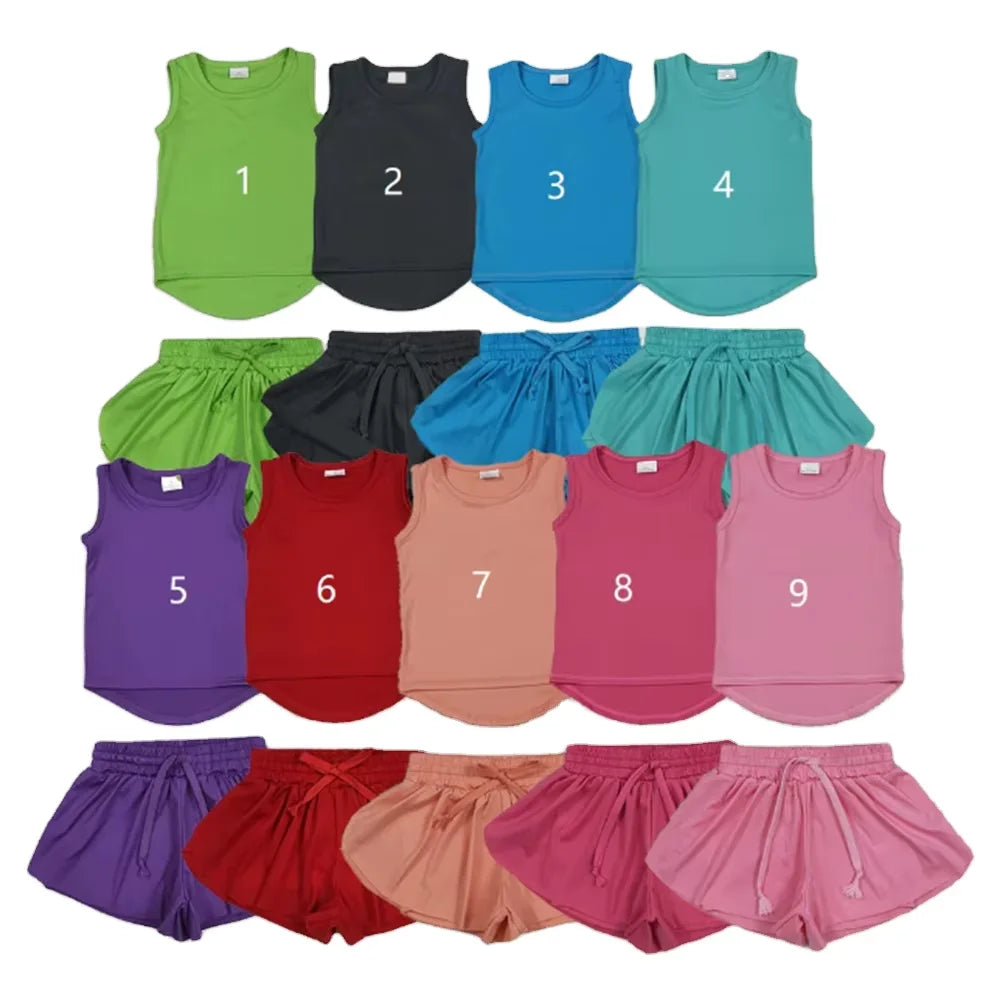 Activewear Clothing Girls Yoga Set 2-8 Years Back Shorts Skirt Nylon Spandex Cute Sport Outfit Breathable Activewear for Toddler