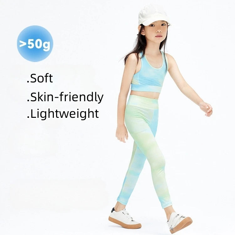 Girls Quick Dry Sports Set Kids Workout Running Yoga Sets Outfits High Stretch Breathable Training 2 Pieces Fitness Clothing