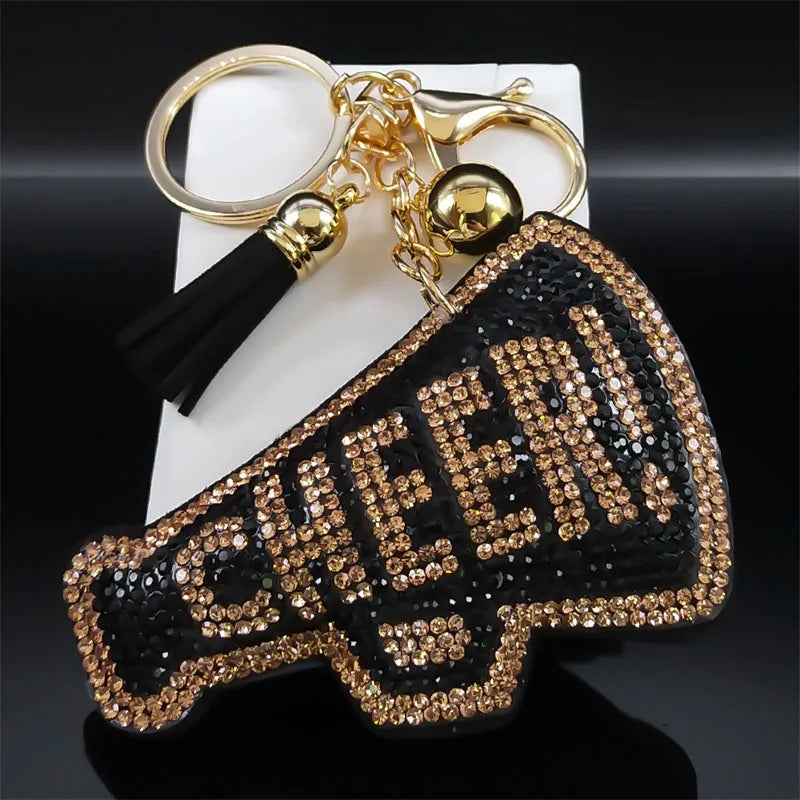 Cheer Megaphone Crystal Key Chain